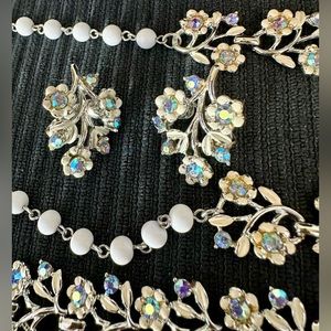 CORO vintage signed AB silvertone enamel 4-pc set